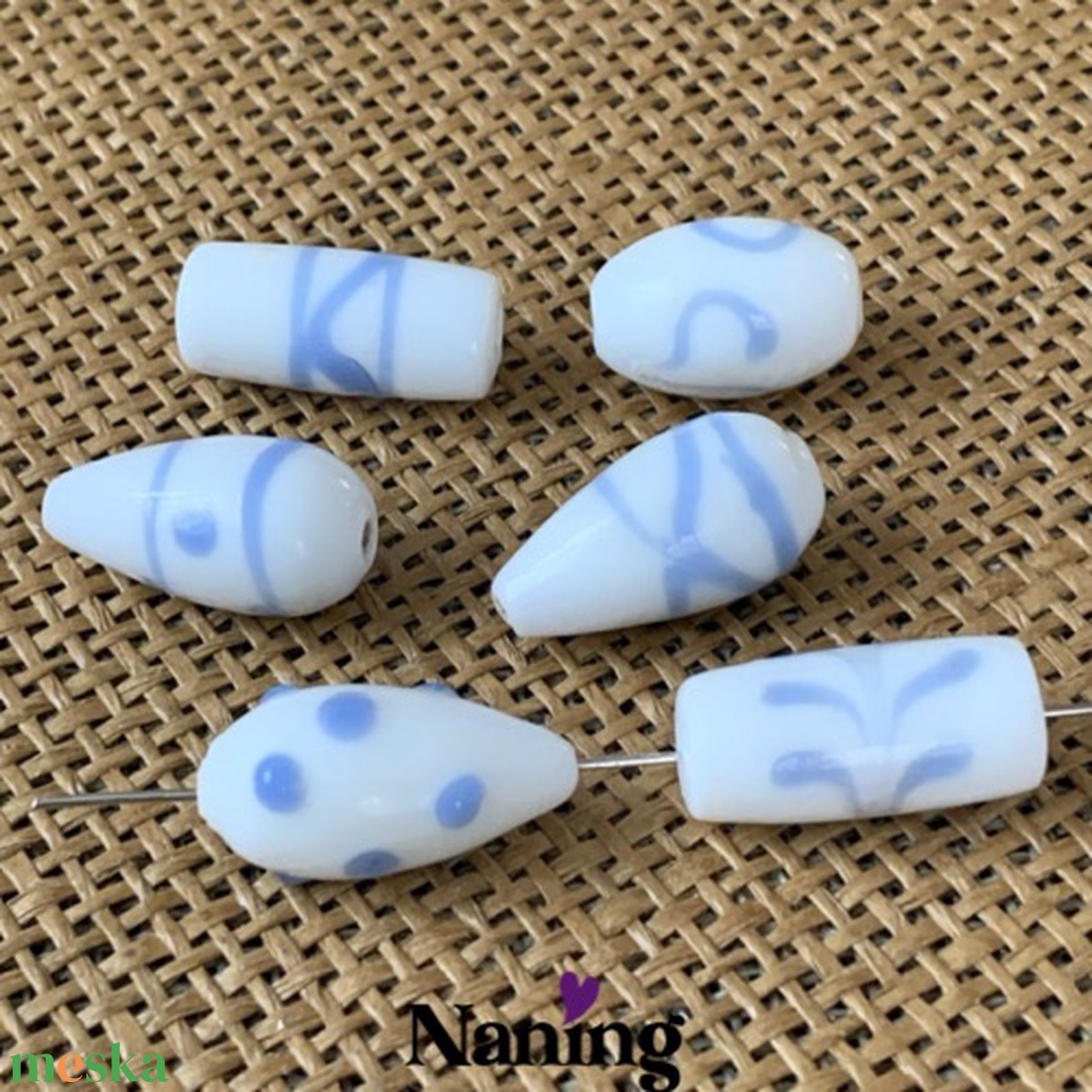 6db kézzel készített üveggyöngy - 20-25mm  - kellékek & szerszámok - gyöngyfűzés kellékek - üveggyöngy - Meska.hu