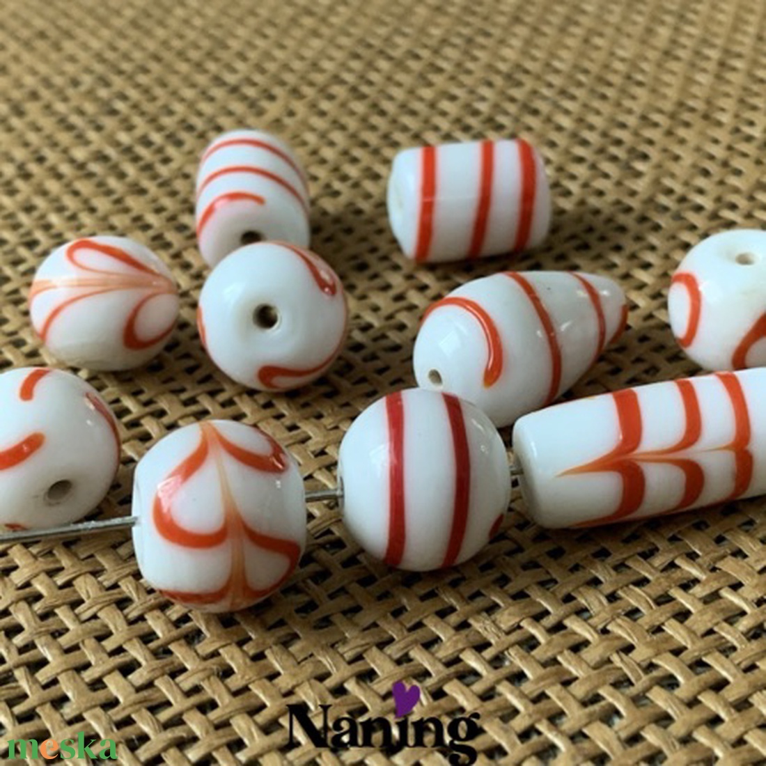 10db kézzel készített üveggyöngy - 20-25mm  - kellékek & szerszámok - gyöngyfűzés kellékek - üveggyöngy - Meska.hu