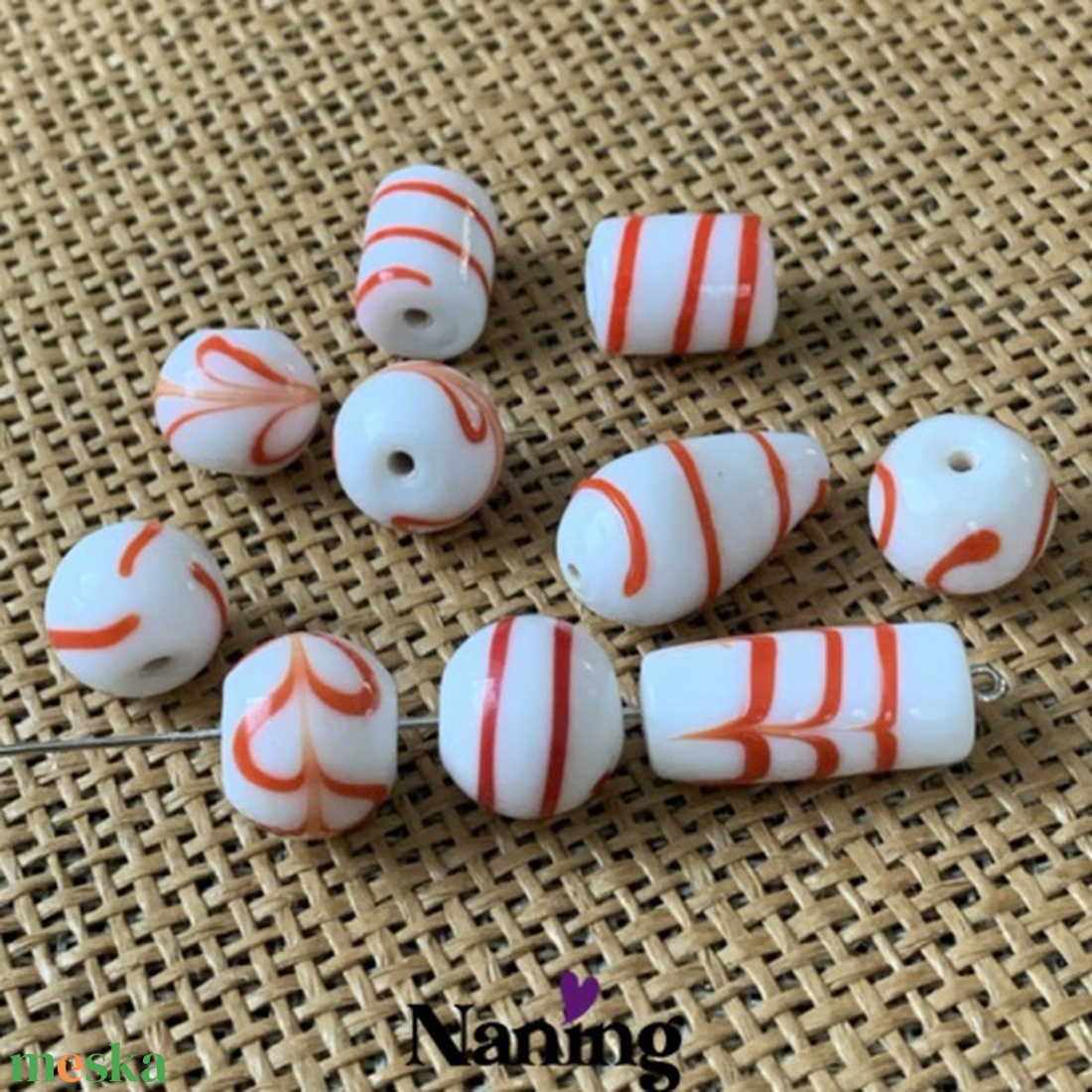 10db kézzel készített üveggyöngy - 20-25mm  - kellékek & szerszámok - gyöngyfűzés kellékek - üveggyöngy - Meska.hu