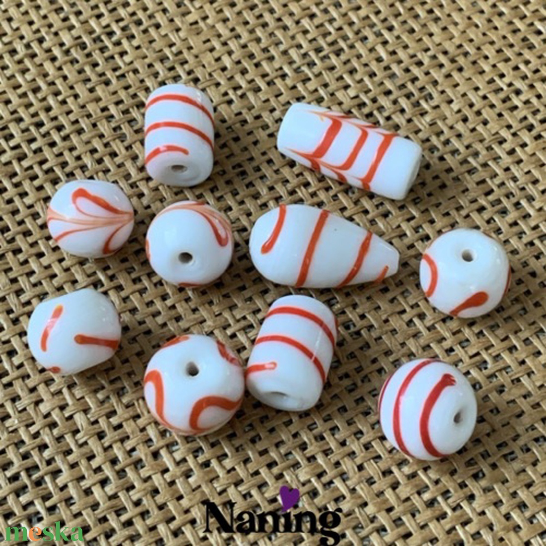 10db kézzel készített üveggyöngy - 20-25mm  - kellékek & szerszámok - gyöngyfűzés kellékek - üveggyöngy - Meska.hu