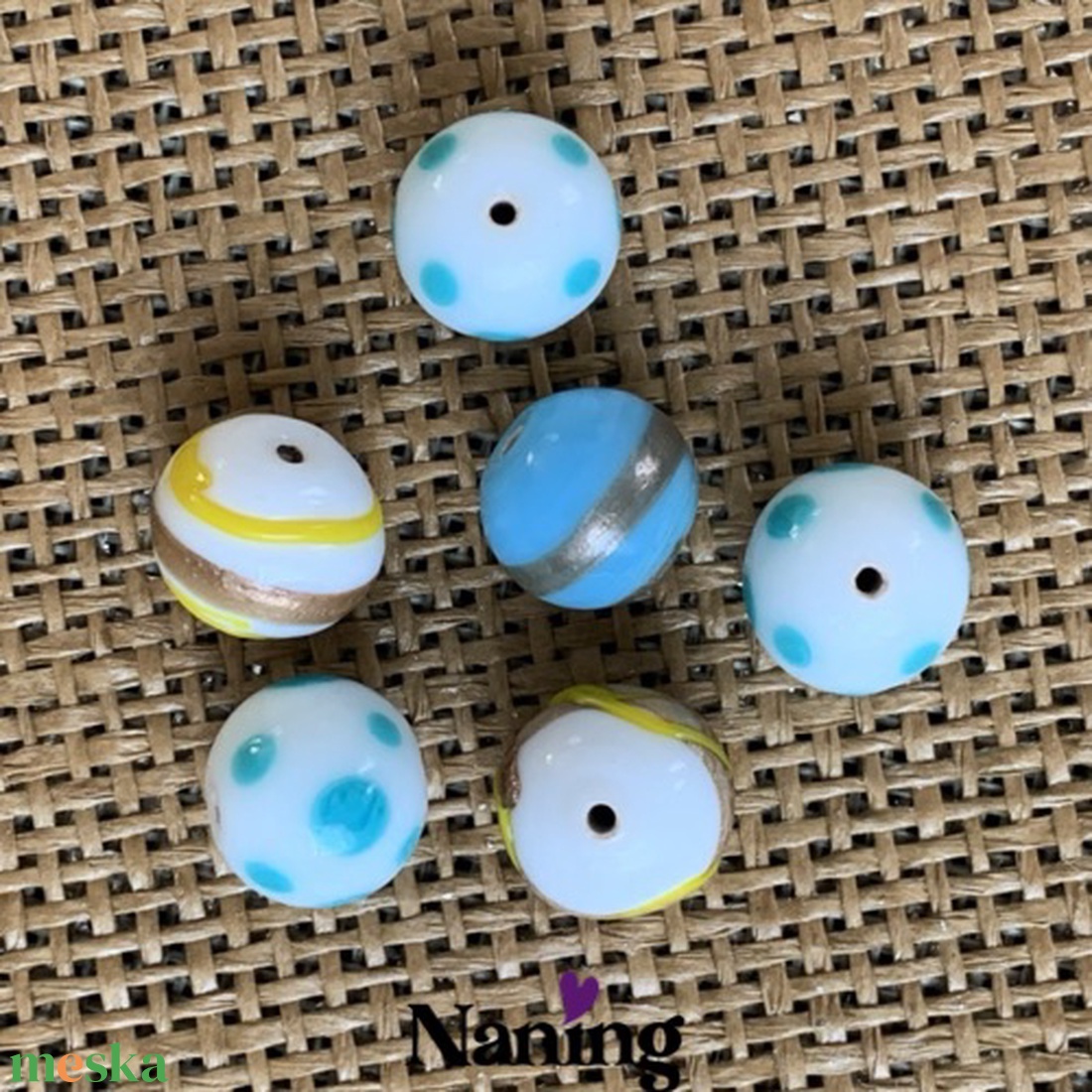 6db kézzel készített üveggyöngy - 12mm  - kellékek & szerszámok - gyöngyfűzés kellékek - üveggyöngy - Meska.hu