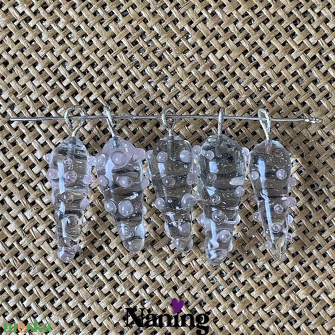 5db kézzel készített üvegmedál - 30mm  - kellékek & szerszámok - gyöngyfűzés kellékek - üveggyöngy - Meska.hu