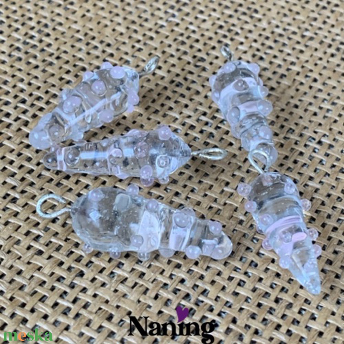 5db kézzel készített üvegmedál - 30mm  - kellékek & szerszámok - gyöngyfűzés kellékek - üveggyöngy - Meska.hu