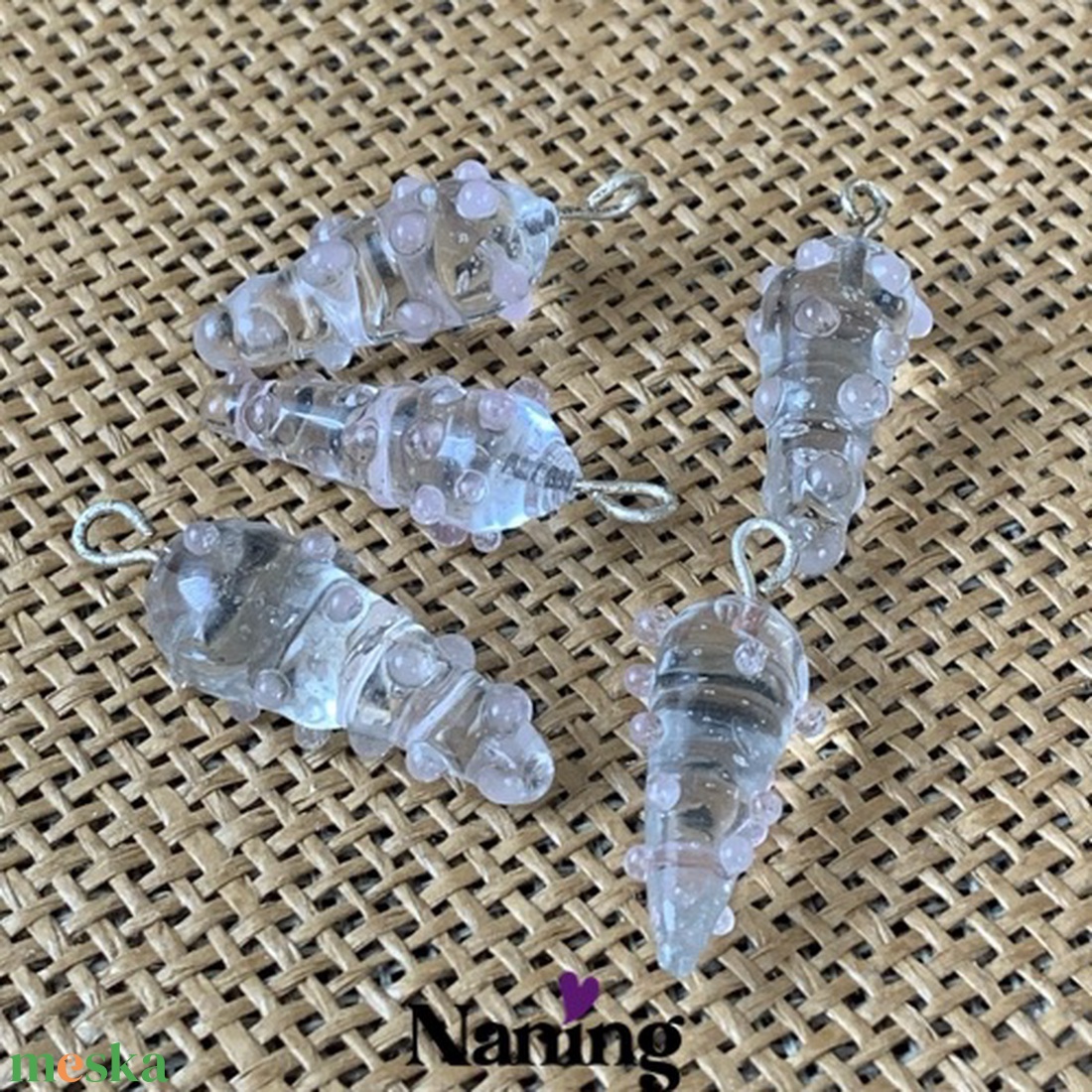 5db kézzel készített üvegmedál - 30mm  - kellékek & szerszámok - gyöngyfűzés kellékek - üveggyöngy - Meska.hu