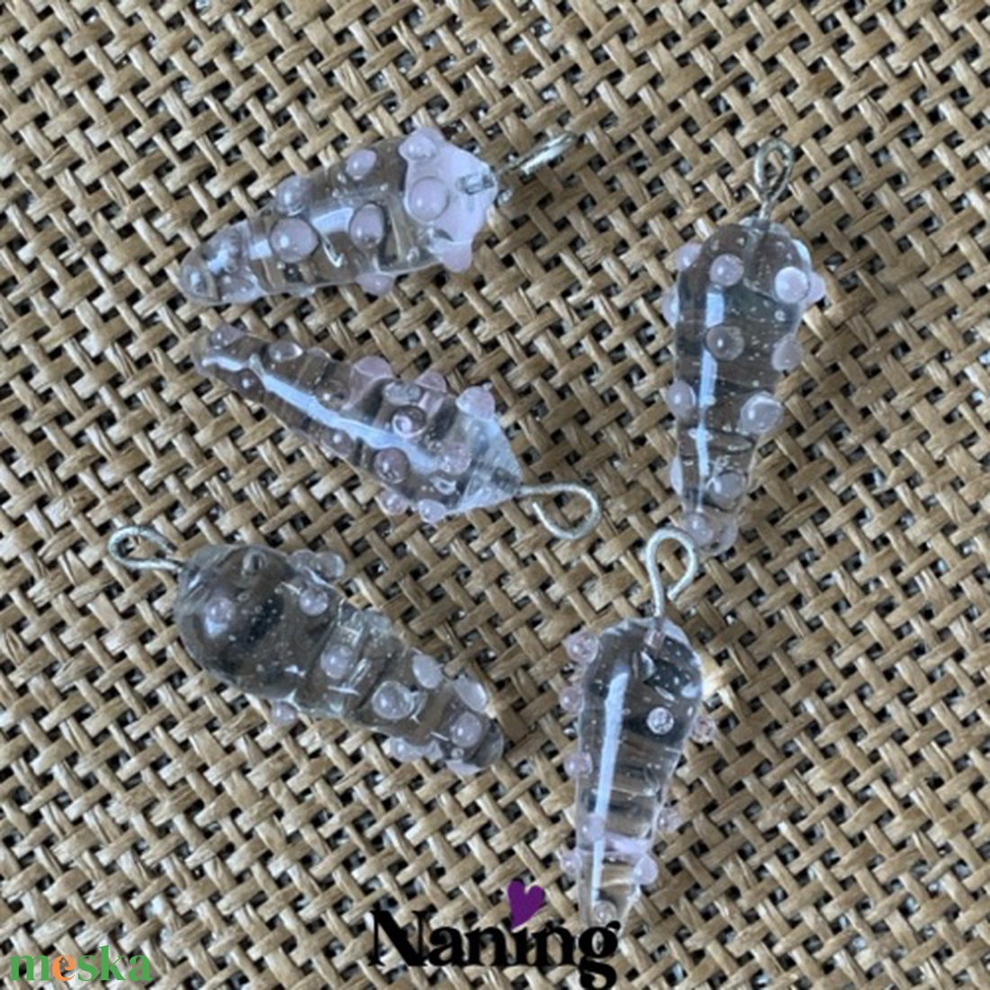 5db kézzel készített üvegmedál - 30mm  - kellékek & szerszámok - gyöngyfűzés kellékek - üveggyöngy - Meska.hu