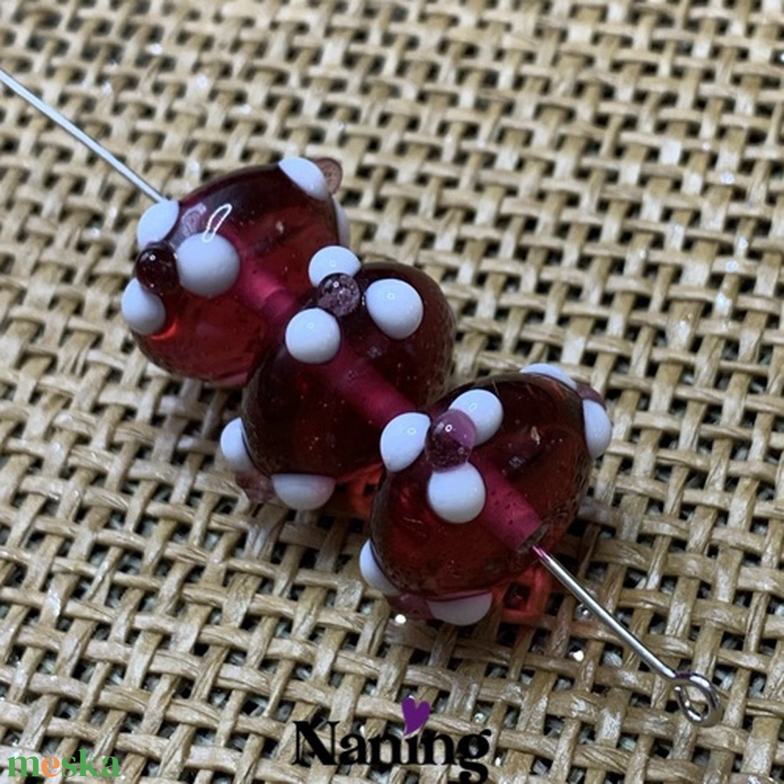 3 db kézzel készített üveggyöngy - 15 - 22mm  - kellékek & szerszámok - gyöngyfűzés kellékek - üveggyöngy - Meska.hu