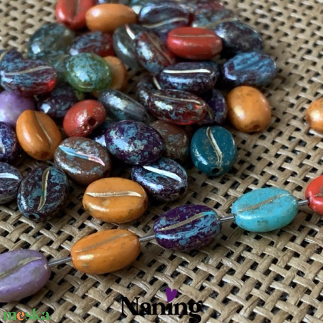 25db kávészem � akrilgyöngy - 8x11mm � vegyes színek - kellékek & szerszámok - gyöngyfűzés kellékek - műanyag gyöngy - Meska.hu