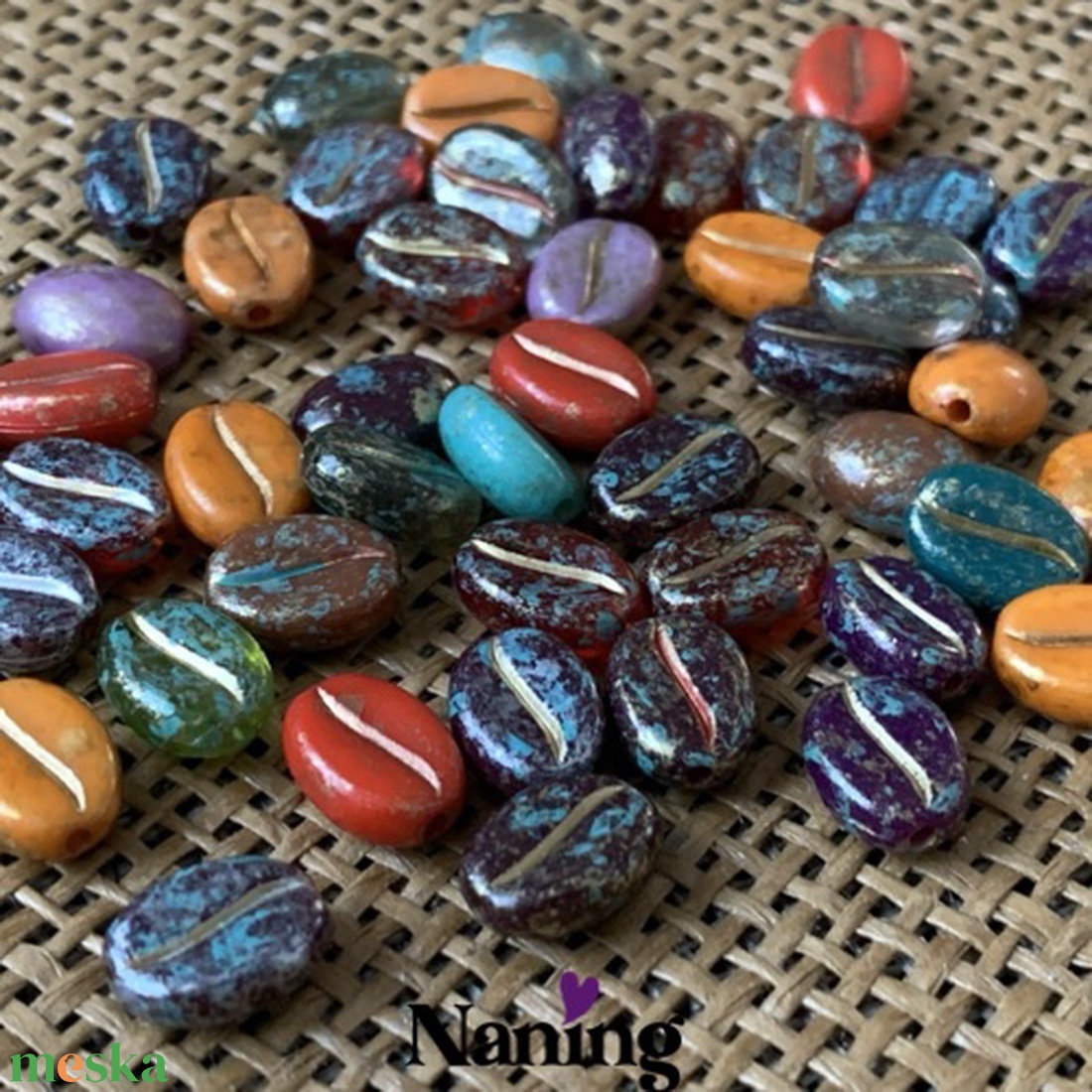 25db kávészem � akrilgyöngy - 8x11mm � vegyes színek - kellékek & szerszámok - gyöngyfűzés kellékek - műanyag gyöngy - Meska.hu