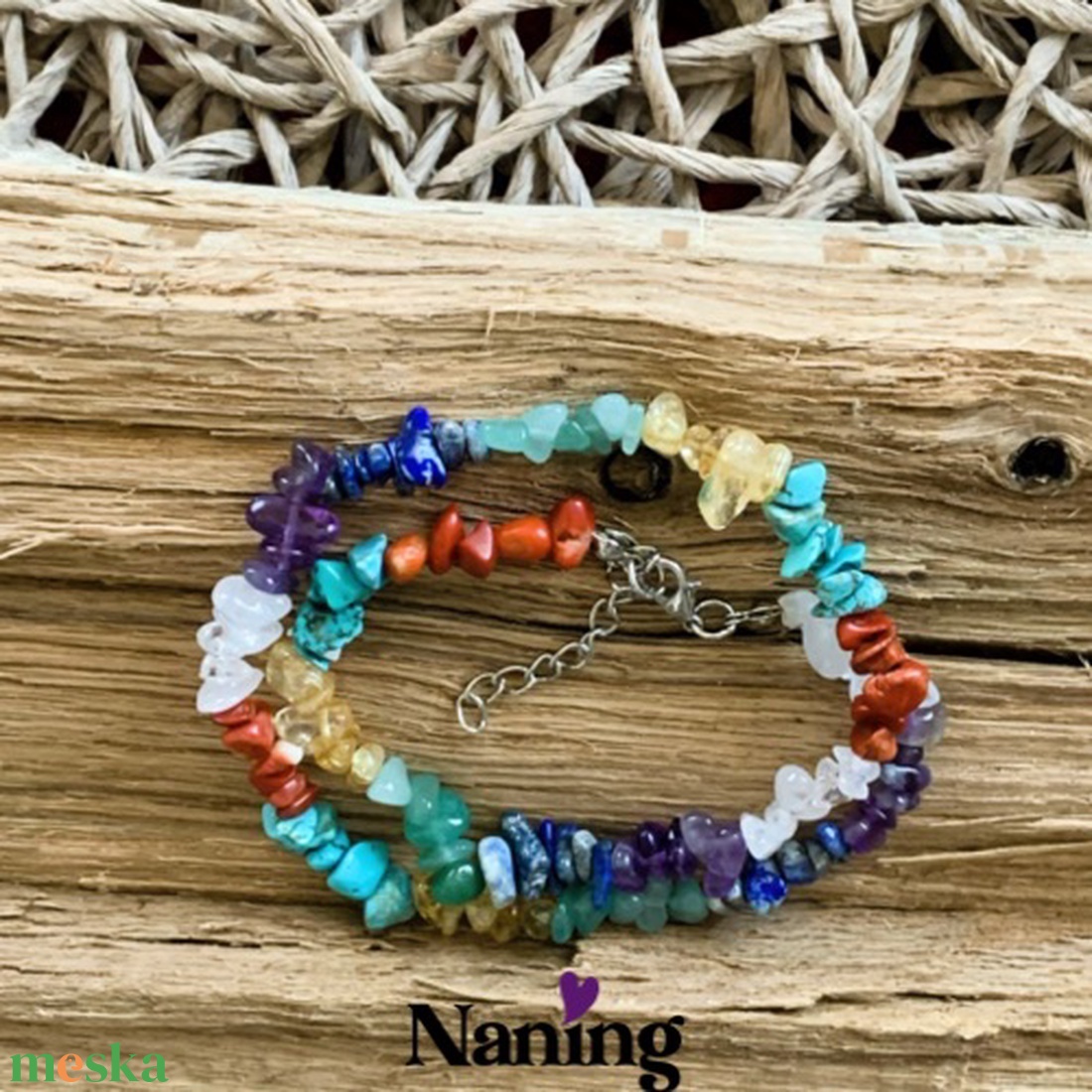 Csakra ásvány nyaklánc - ásvány csipszből - 44cm + 5cm lánchosszabbító - kellékek & szerszámok - ásvány alapanyag - ásványfüzér - Meska.hu