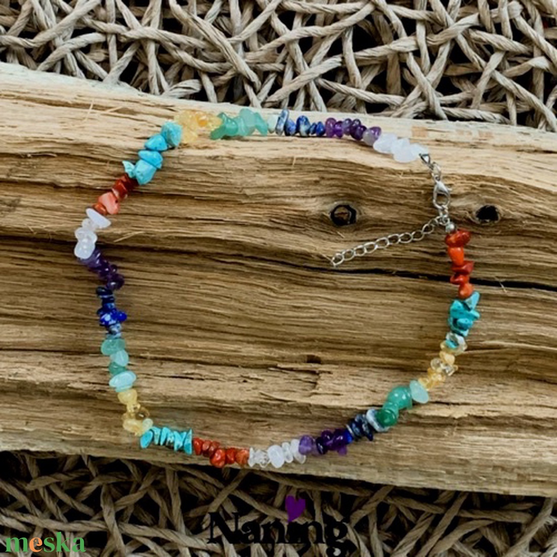 Csakra ásvány nyaklánc - ásvány csipszből - 44cm + 5cm lánchosszabbító - kellékek & szerszámok - ásvány alapanyag - ásványfüzér - Meska.hu