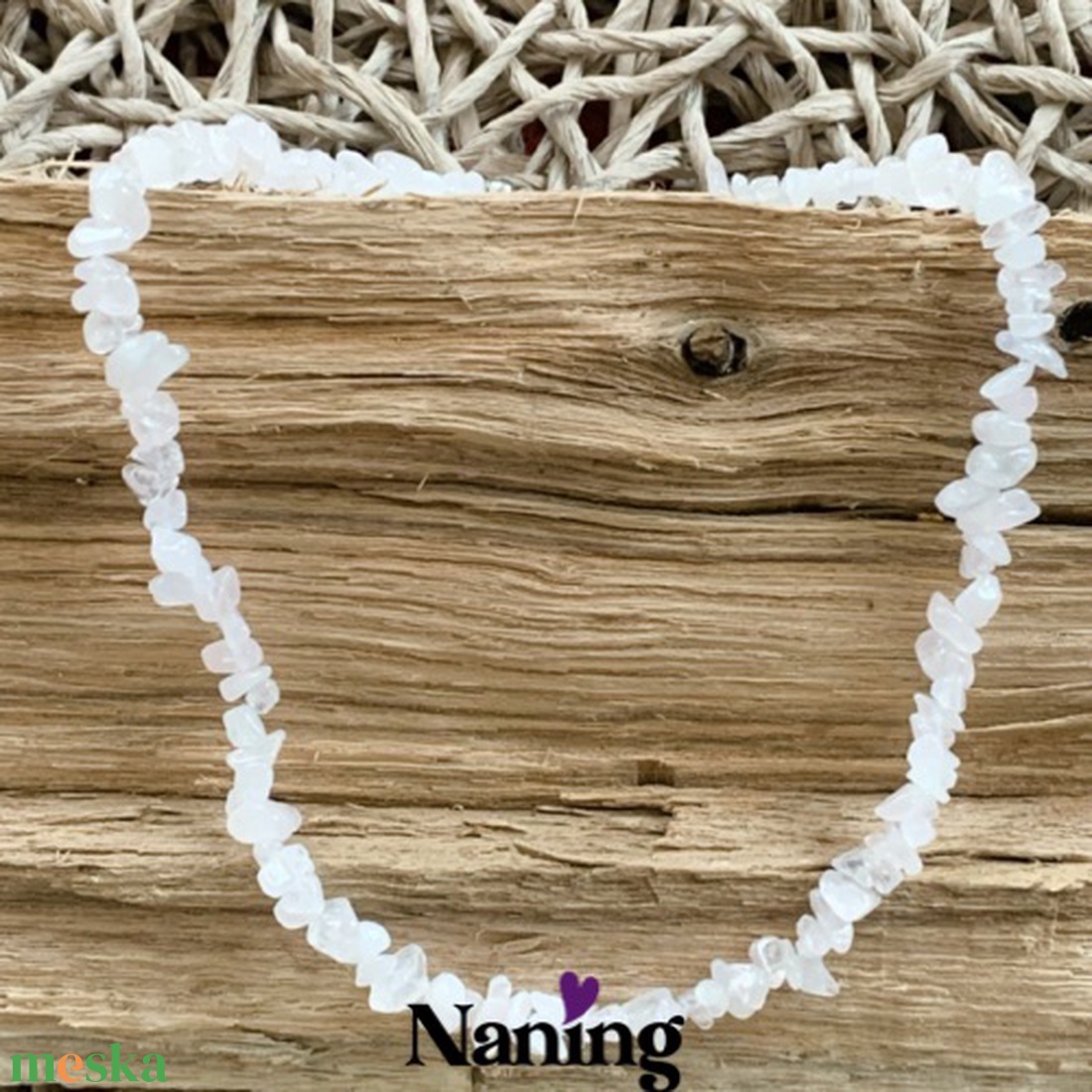 Rózsakvarc ásvány nyaklánc - ásvány csipszből - 44cm + 5cm lánchosszabbító - kellékek & szerszámok - ásvány alapanyag - ásványfüzér - Meska.hu