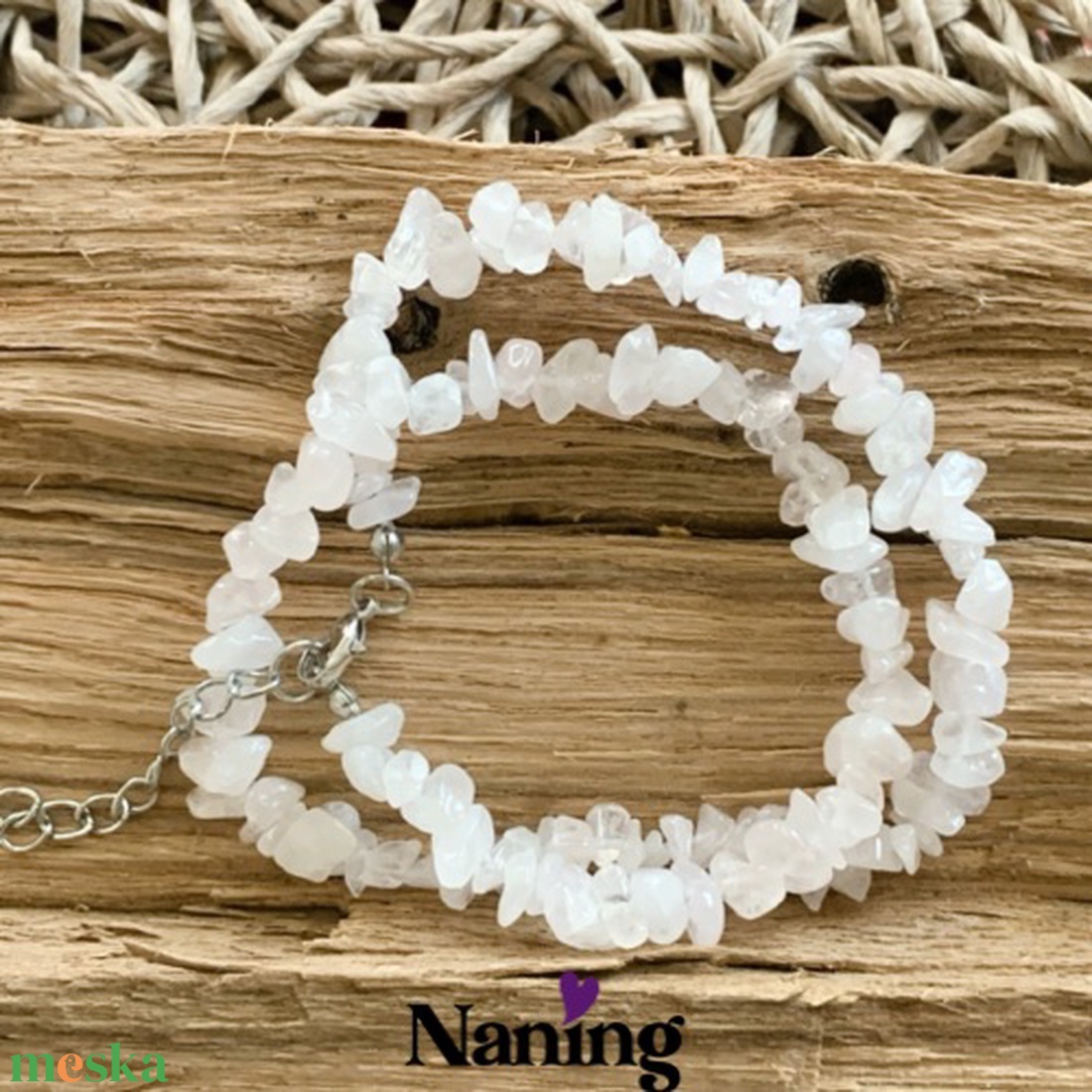 Rózsakvarc ásvány nyaklánc - ásvány csipszből - 44cm + 5cm lánchosszabbító - kellékek & szerszámok - ásvány alapanyag - ásványfüzér - Meska.hu