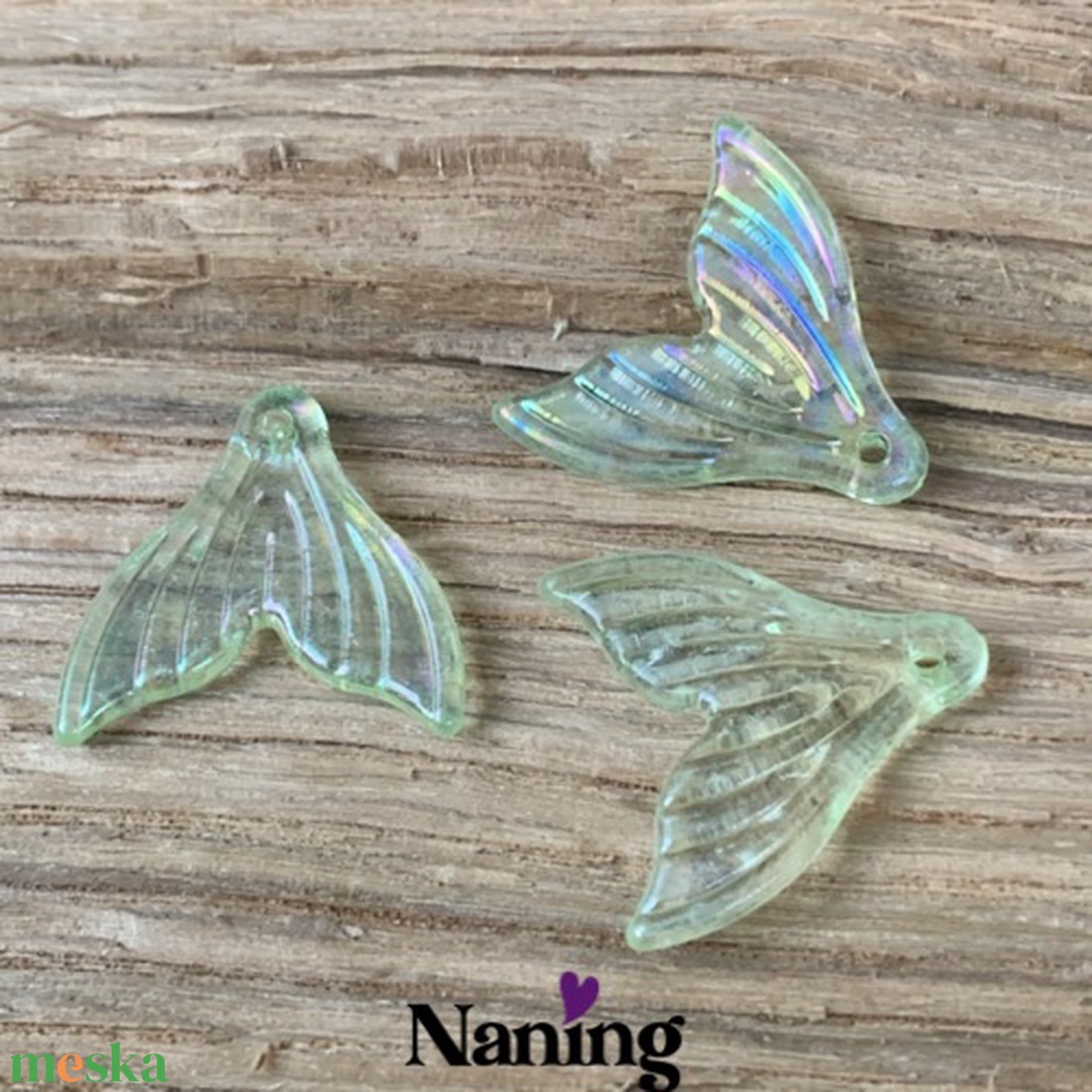 3db sellőuszony - 20mm � fűzhető - átlátszó AB fényű  - kellékek & szerszámok - gyöngyfűzés kellékek - műanyag gyöngy - Meska.hu