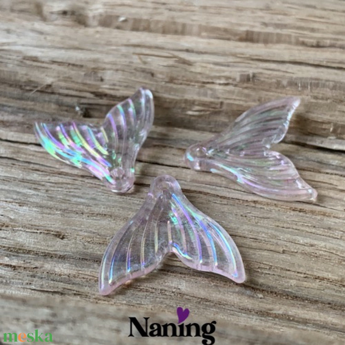 3db sellőuszony - 20mm � fűzhető - átlátszó AB fényű  - kellékek & szerszámok - gyöngyfűzés kellékek - műanyag gyöngy - Meska.hu