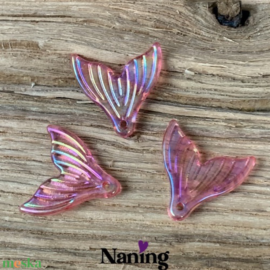 3db sellőuszony - 20mm � fűzhető - átlátszó AB fényű  - kellékek & szerszámok - gyöngyfűzés kellékek - műanyag gyöngy - Meska.hu