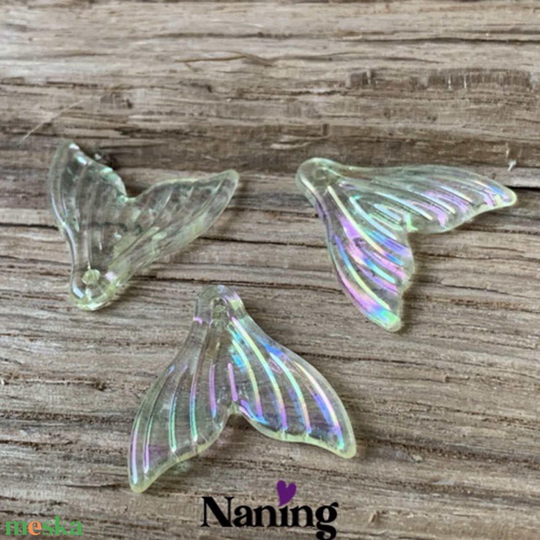 3db sellőuszony - 20mm � fűzhető - átlátszó AB fényű  - kellékek & szerszámok - gyöngyfűzés kellékek - műanyag gyöngy - Meska.hu