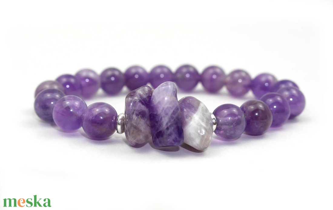Ametiszt - gumis karkötő - ékszer - karkötő - ásványkarkötő - Meska.hu
