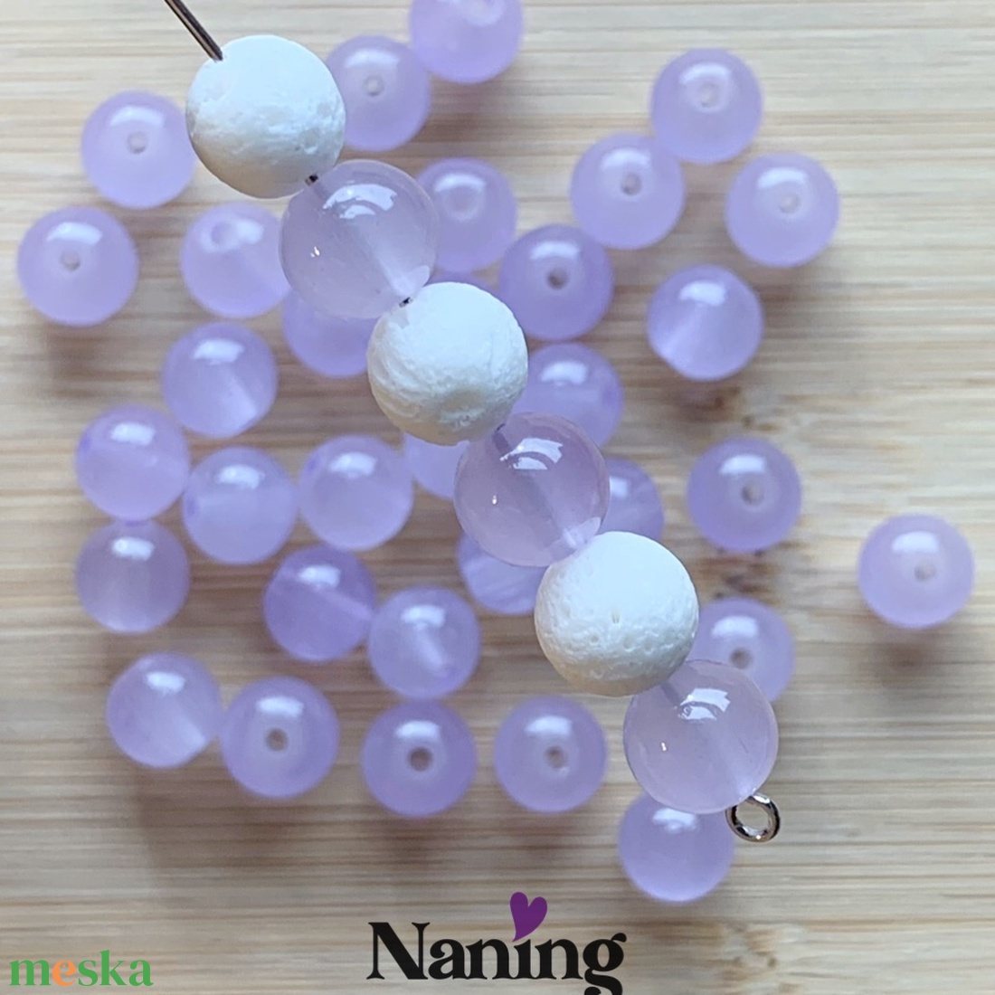 30db üveggyöngy � 8mm � levendulalila (15ft/db) - kellékek & szerszámok - gyöngyfűzés kellékek - üveggyöngy - Meska.hu