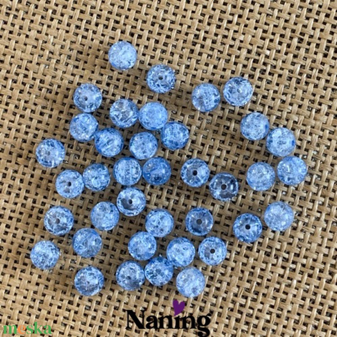 30db roppantott üveggyöngy - 8mm - átlátszó/világoskék (13ft/db) - kellékek & szerszámok - gyöngyfűzés kellékek - üveggyöngy - Meska.hu