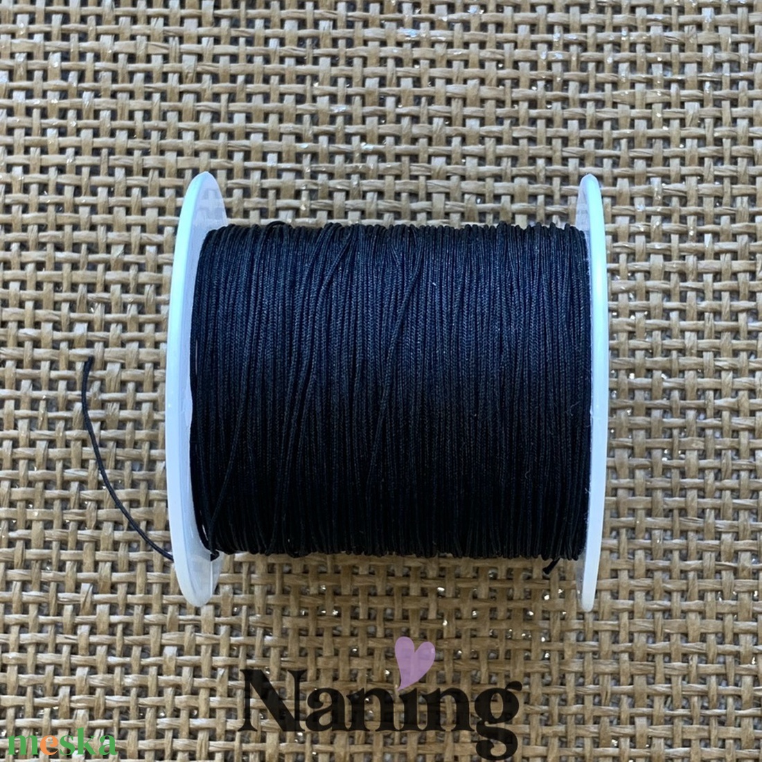 10 méter selyem ékszerzsinór - fekete - 0,4mm  (50ft/m) - kellékek & szerszámok - rövidáru - fonal, cérna - kevert fonal - Meska.hu