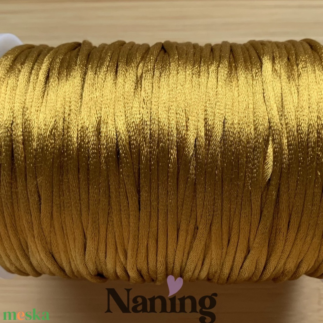 10 méter szatén selyemzsinór - arany - 2,5mm  (60ft/m) - kellékek & szerszámok - rövidáru - fonal, cérna - kevert fonal - Meska.hu