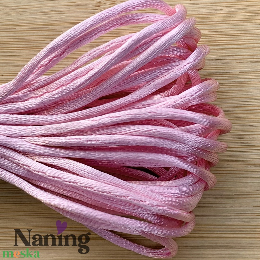 5 méter szatén selyemzsinór - babarózsaszín - 2mm  (60ft/m) - kellékek & szerszámok - rövidáru - fonal, cérna - kevert fonal - Meska.hu