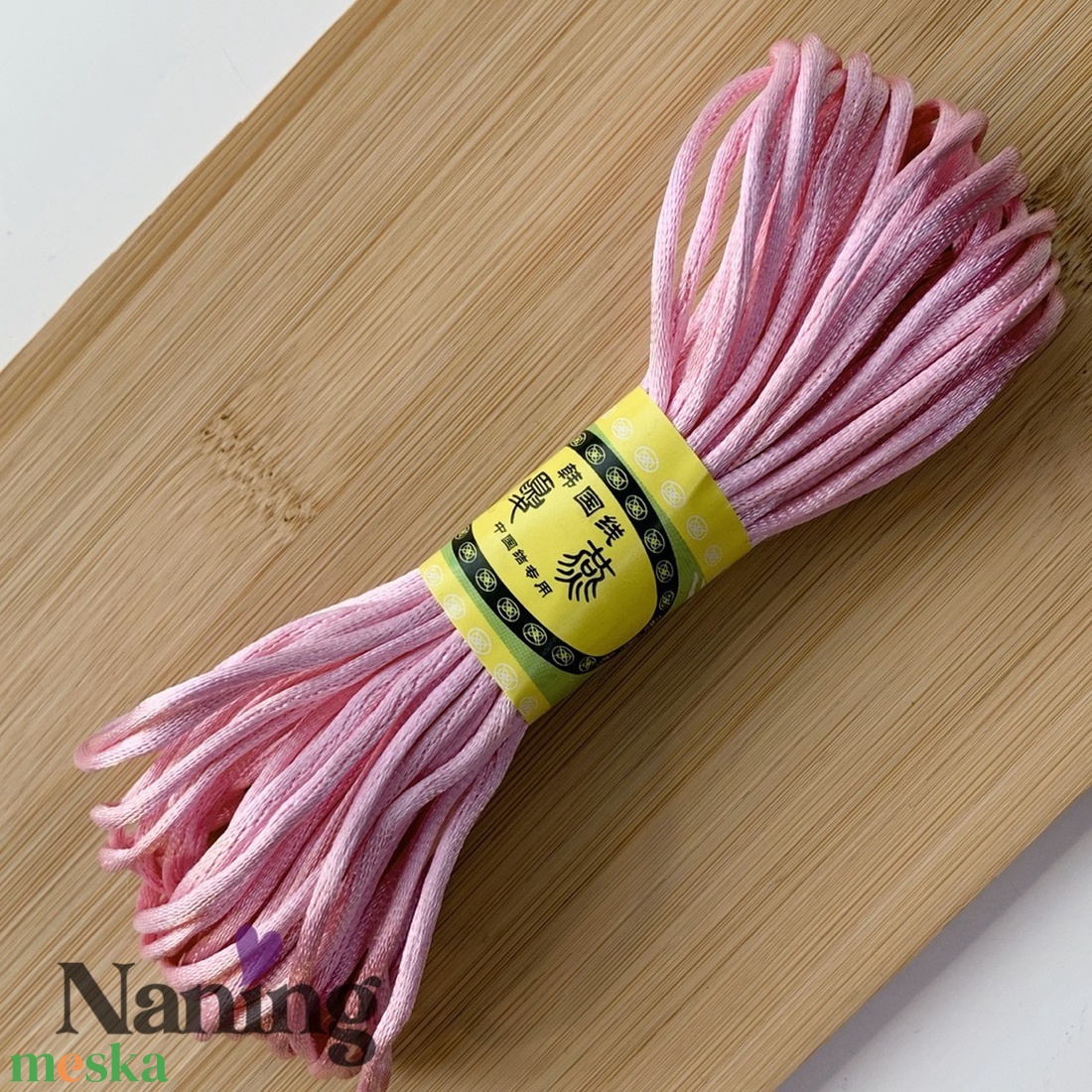 5 méter szatén selyemzsinór - babarózsaszín - 2mm  (60ft/m) - kellékek & szerszámok - rövidáru - fonal, cérna - kevert fonal - Meska.hu