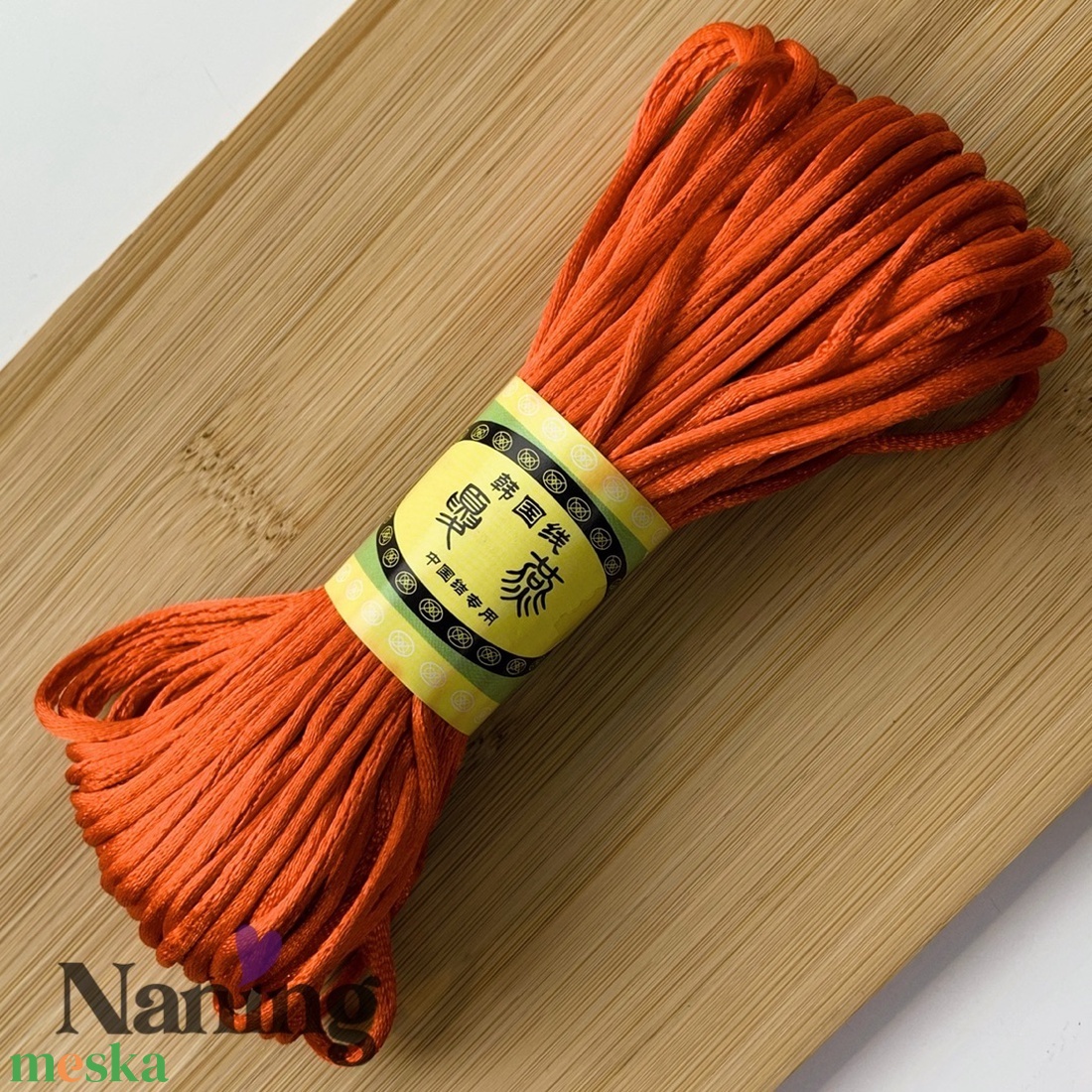 5 méter szatén selyemzsinór - piros - 2mm  (60ft/m) - kellékek & szerszámok - rövidáru - fonal, cérna - kevert fonal - Meska.hu