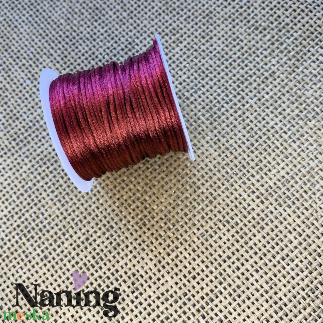 10 méter szatén selyemzsinór - burgundi - 1,5mm  (60ft/m) - kellékek & szerszámok - rövidáru - fonal, cérna - kevert fonal - Meska.hu