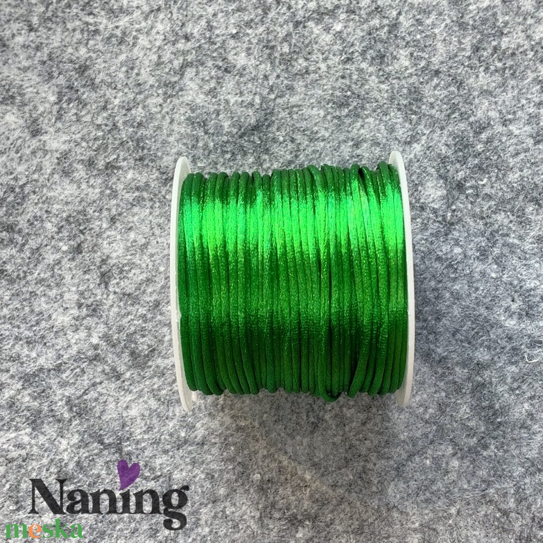 10 méter szatén selyemzsinór - borsózöld - 1,5mm  (60ft/m) - kellékek & szerszámok - rövidáru - fonal, cérna - kevert fonal - Meska.hu