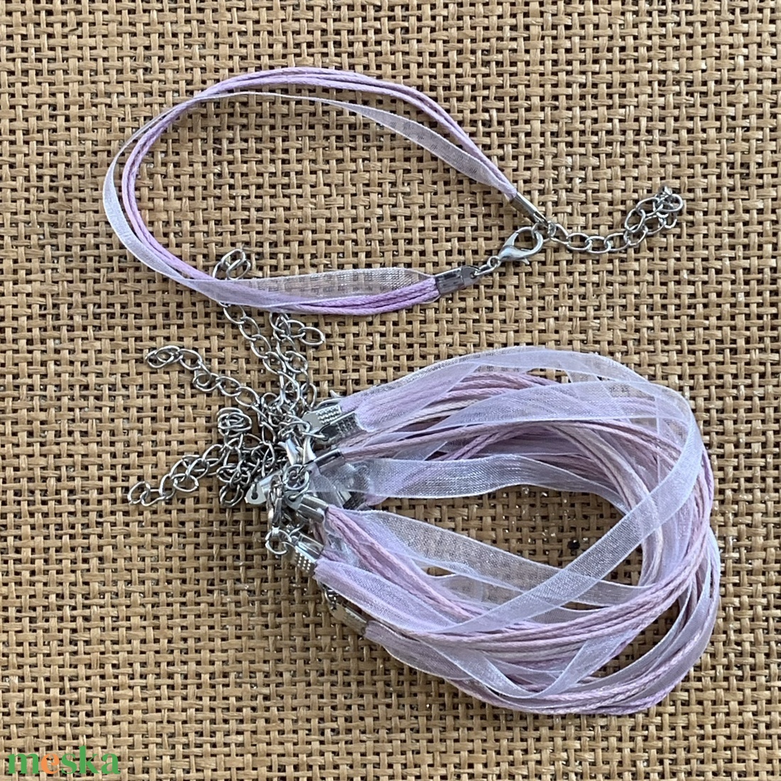 10 db organza karkötő alap, lánchosszabbítóval   (30ft/db) - kellékek & szerszámok - ékszerkellék - karkötő alap - Meska.hu
