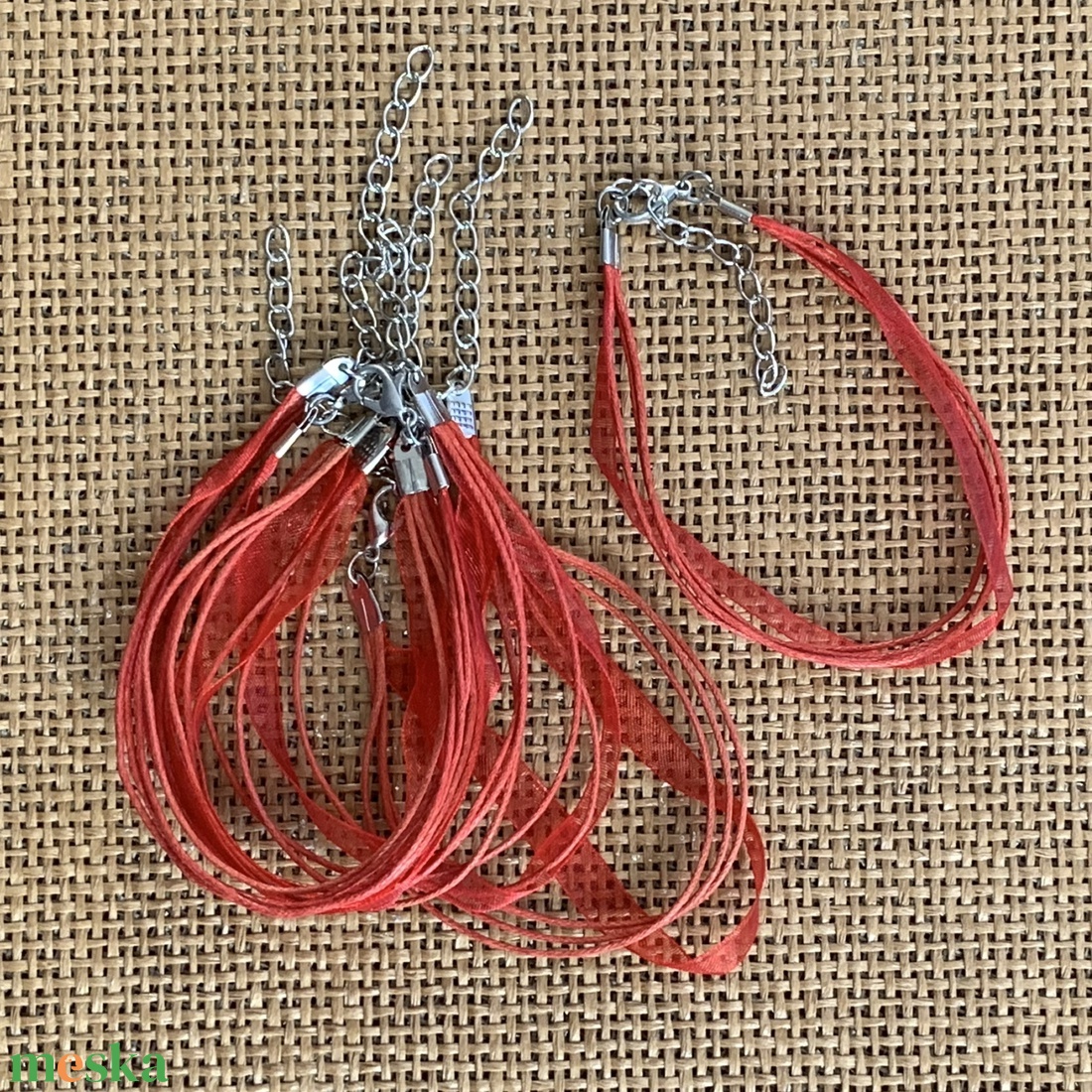 10 db organza karkötő alap, lánchosszabbítóval   (30ft/db) - kellékek & szerszámok - ékszerkellék - karkötő alap - Meska.hu