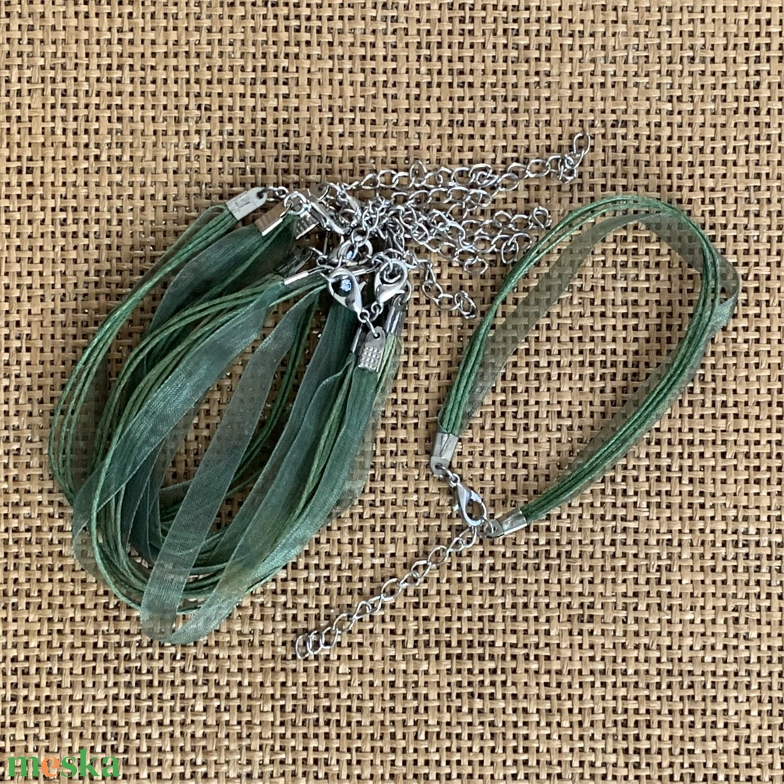 10 db organza karkötő alap, lánchosszabbítóval   (30ft/db) - kellékek & szerszámok - ékszerkellék - karkötő alap - Meska.hu