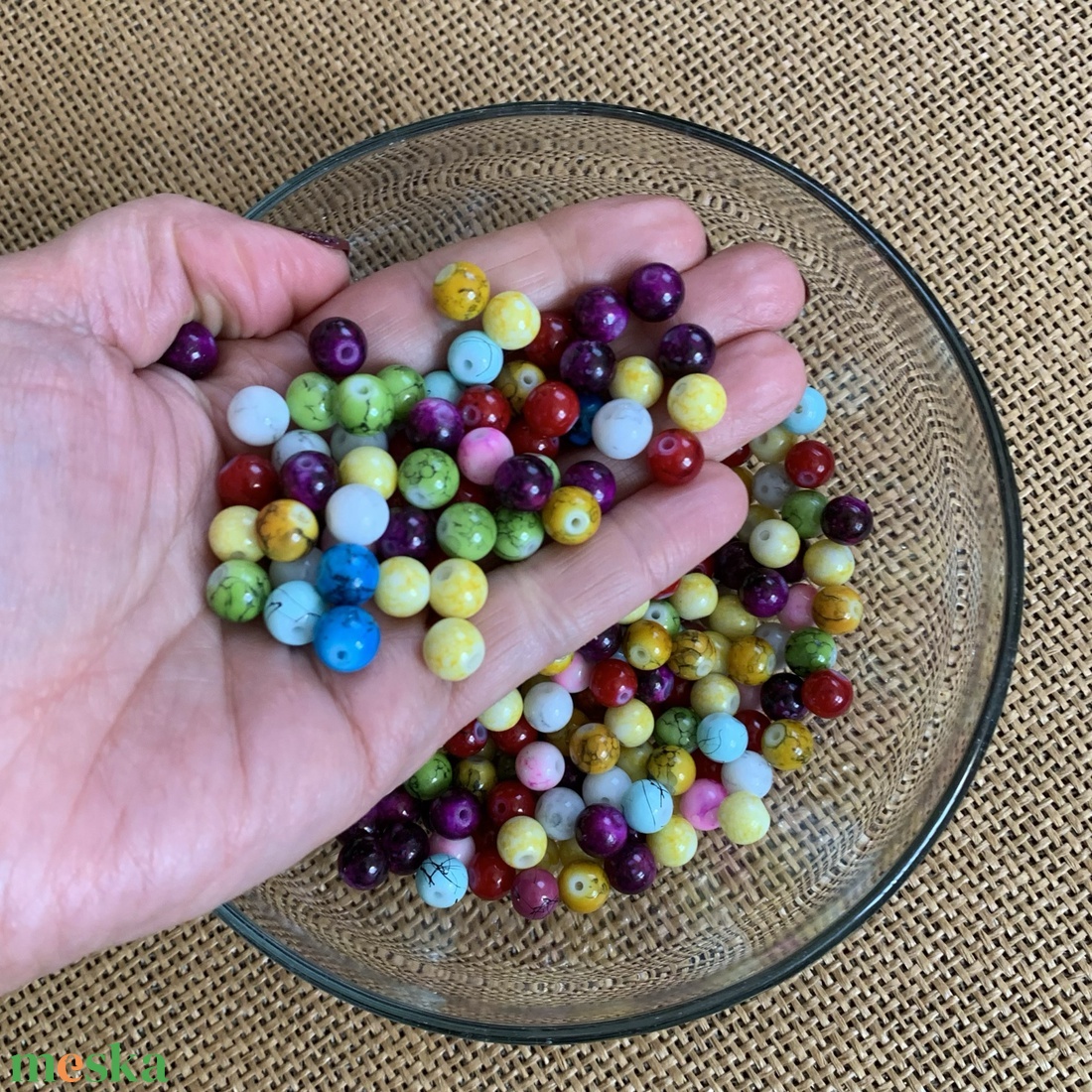 50db fényes - márványmintás akril (műanyag) gyöngy - 8mm - (12ft/db) - kellékek & szerszámok - gyöngyfűzés kellékek - műanyag gyöngy - Meska.hu