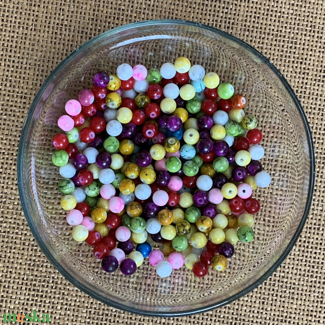 50db fényes - márványmintás akril (műanyag) gyöngy - 8mm - (12ft/db) - kellékek & szerszámok - gyöngyfűzés kellékek - műanyag gyöngy - Meska.hu