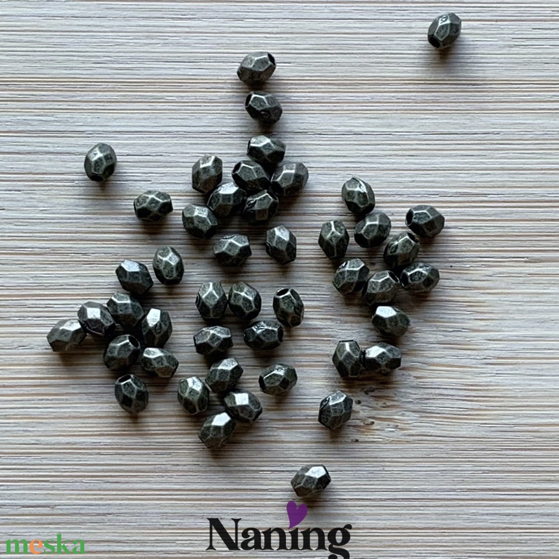 50db fazettált köztes/összekötőelem � 4mm - antik bronz   (6ft/db) - kellékek & szerszámok - gyöngyfűzés kellékek - fém köztesek - Meska.hu