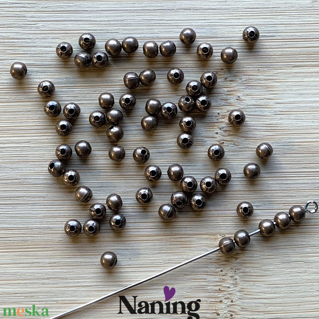 200db gömb köztes/összekötőelem - 4mm (2ft/db) - kellékek & szerszámok - gyöngyfűzés kellékek - fém köztesek - Meska.hu