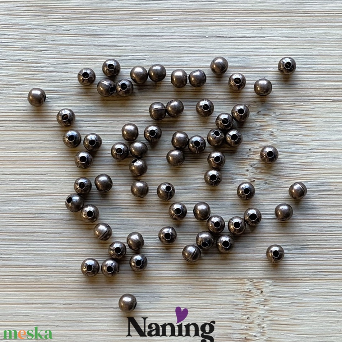 200db gömb köztes/összekötőelem - 4mm (2ft/db) - kellékek & szerszámok - gyöngyfűzés kellékek - fém köztesek - Meska.hu