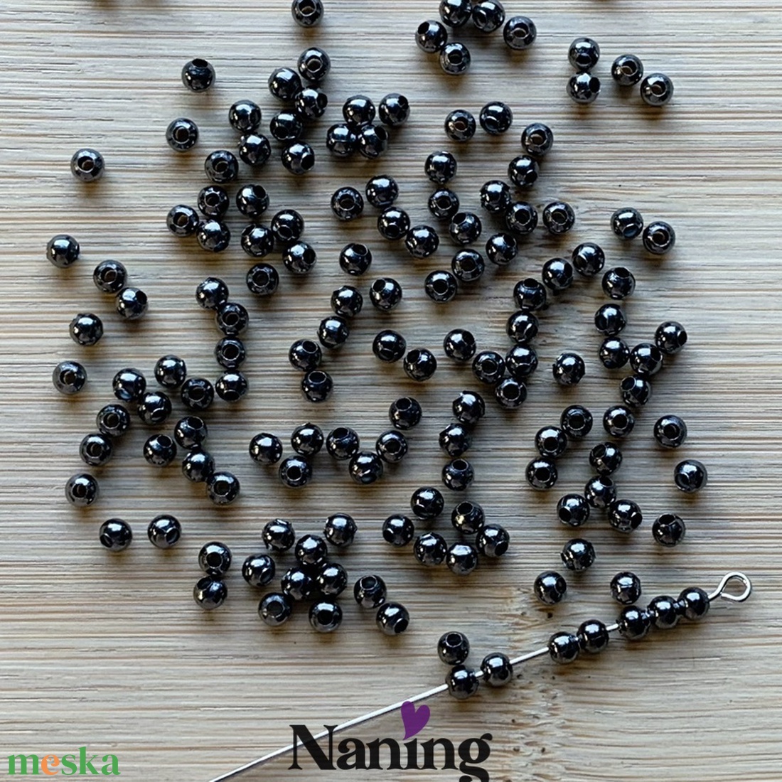 200db gömb köztes/összekötőelem - 4mm (2ft/db) - kellékek & szerszámok - gyöngyfűzés kellékek - fém köztesek - Meska.hu