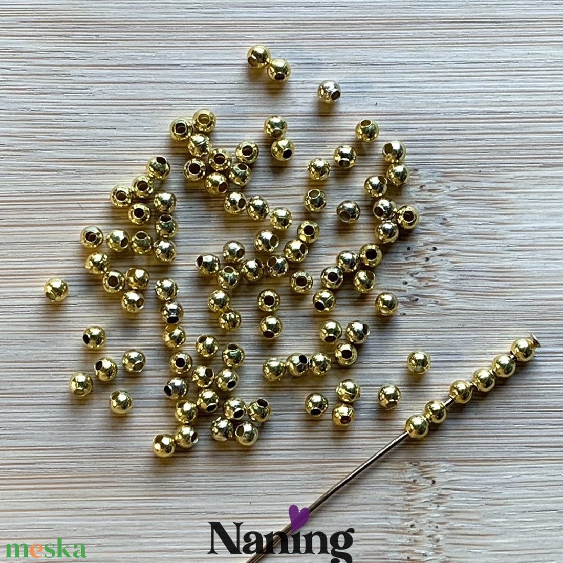 200db gömb köztes/összekötőelem - 3mm (2ft/db) - kellékek & szerszámok - gyöngyfűzés kellékek - fém köztesek - Meska.hu