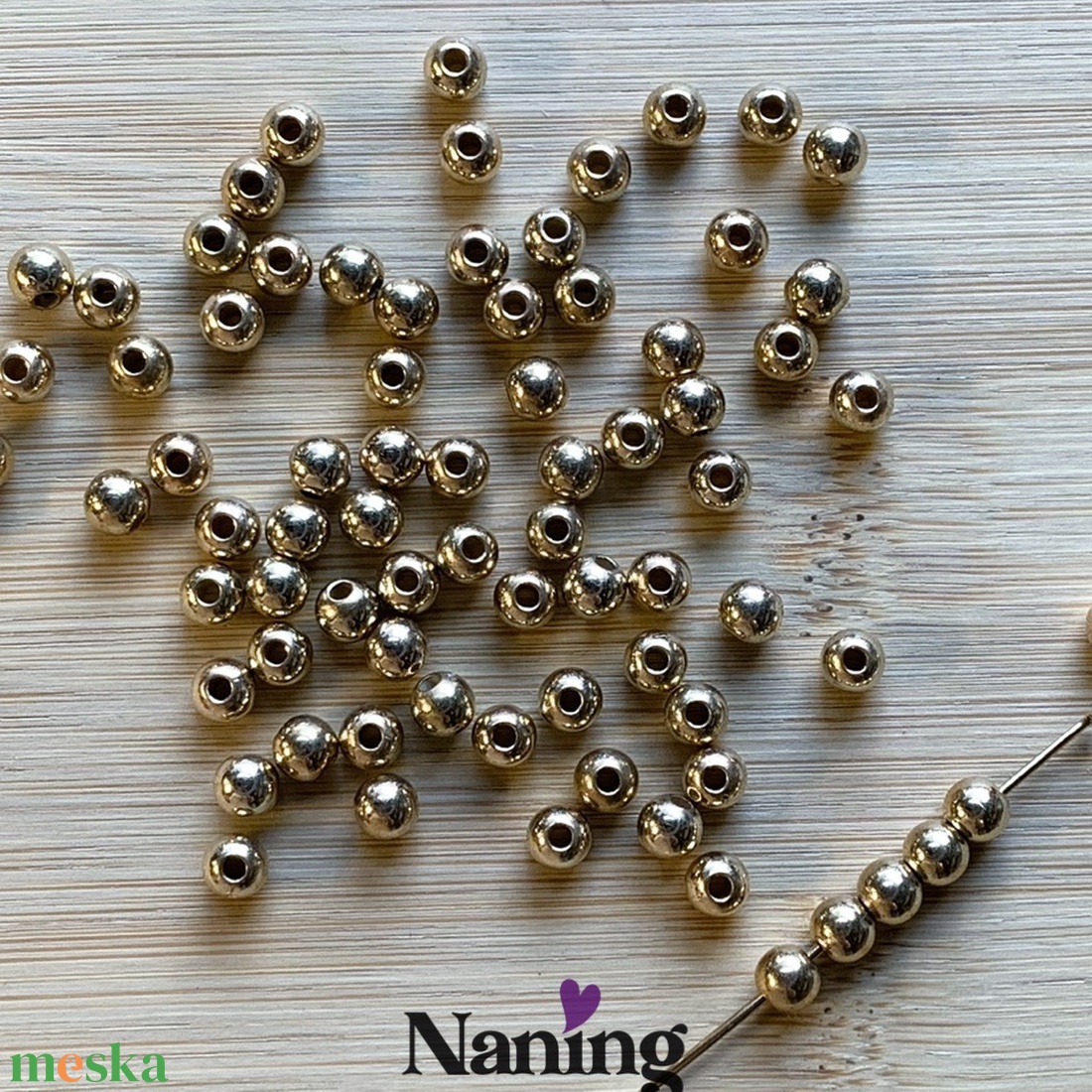 100db gömb köztes/összekötőelem - 5mm (4ft/db) - kellékek & szerszámok - gyöngyfűzés kellékek - fém köztesek - Meska.hu