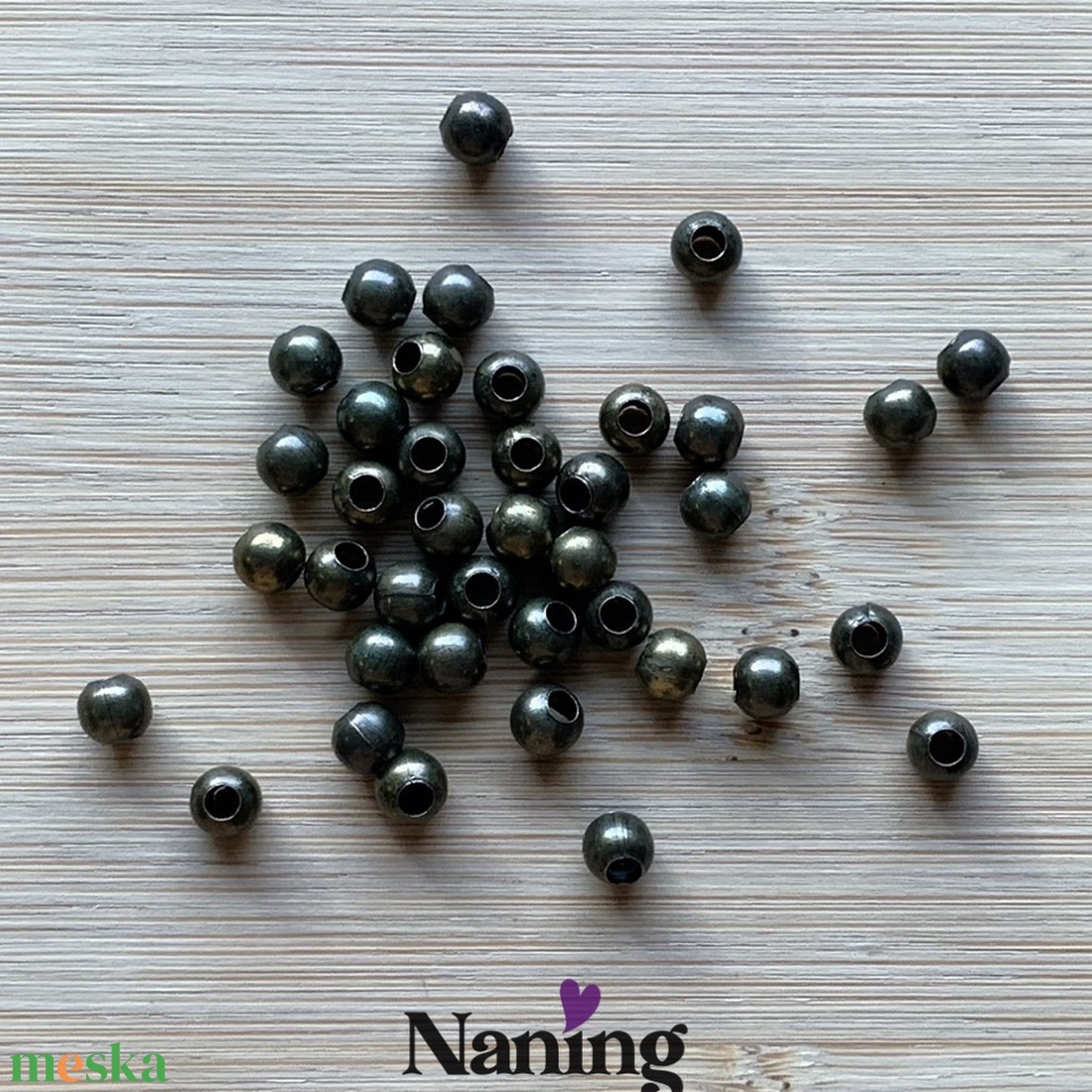 100db gömb köztes/összekötőelem - 5mm (4ft/db) - kellékek & szerszámok - gyöngyfűzés kellékek - fém köztesek - Meska.hu