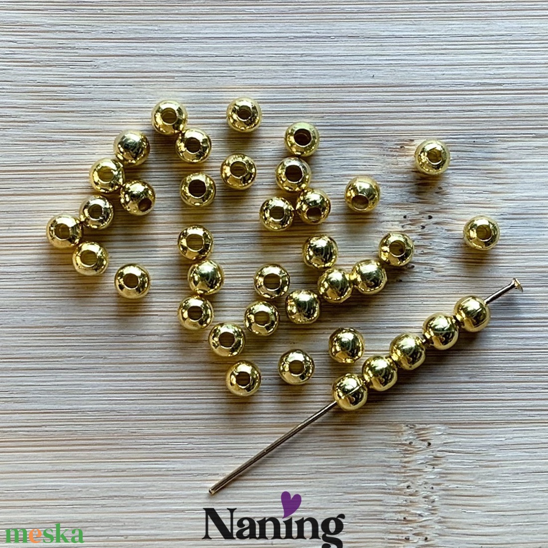 100db gömb köztes/összekötőelem - 5mm (4ft/db) - kellékek & szerszámok - gyöngyfűzés kellékek - fém köztesek - Meska.hu