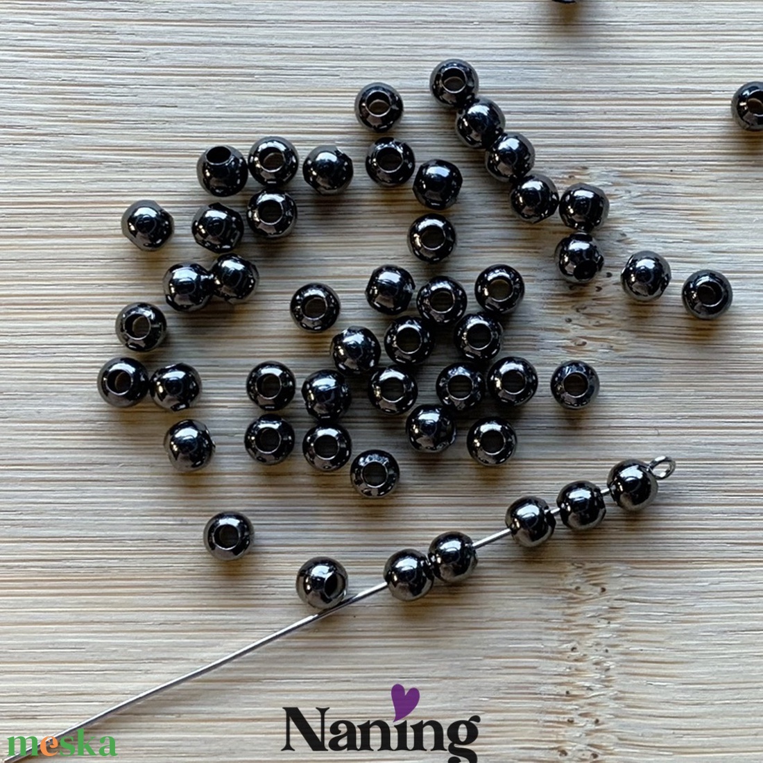 100db gömb köztes/összekötőelem - 5mm (4ft/db) - kellékek & szerszámok - gyöngyfűzés kellékek - fém köztesek - Meska.hu