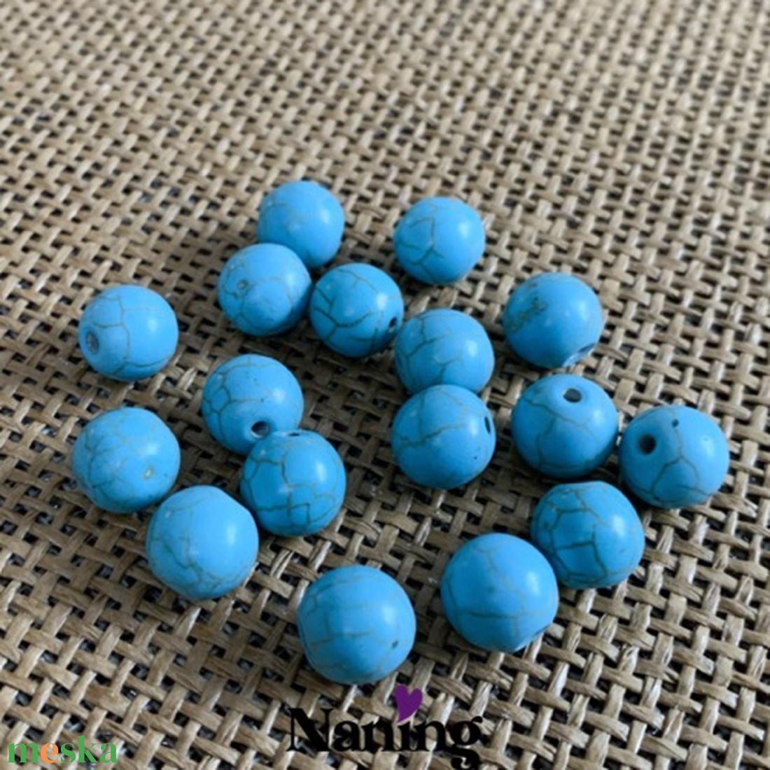 30db türkinit, ásványgyöngy - 10mm (15ft/db) - kellékek & szerszámok - ásvány alapanyag - ásványfüzér - Meska.hu