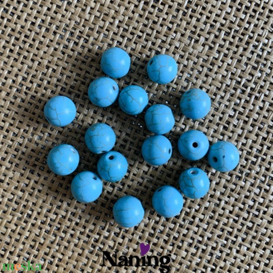 30db türkinit, ásványgyöngy - 10mm (15ft/db) - kellékek & szerszámok - ásvány alapanyag - ásványfüzér - Meska.hu