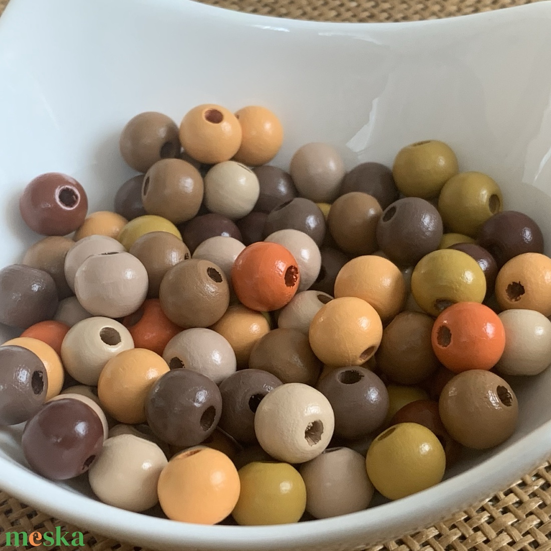 150db festett fagyöngy mix � 10mm � sárga/barna/narancs színválogatás (7ft/db) - kellékek & szerszámok - gyöngyfűzés kellékek - fa gyöngy - Meska.hu