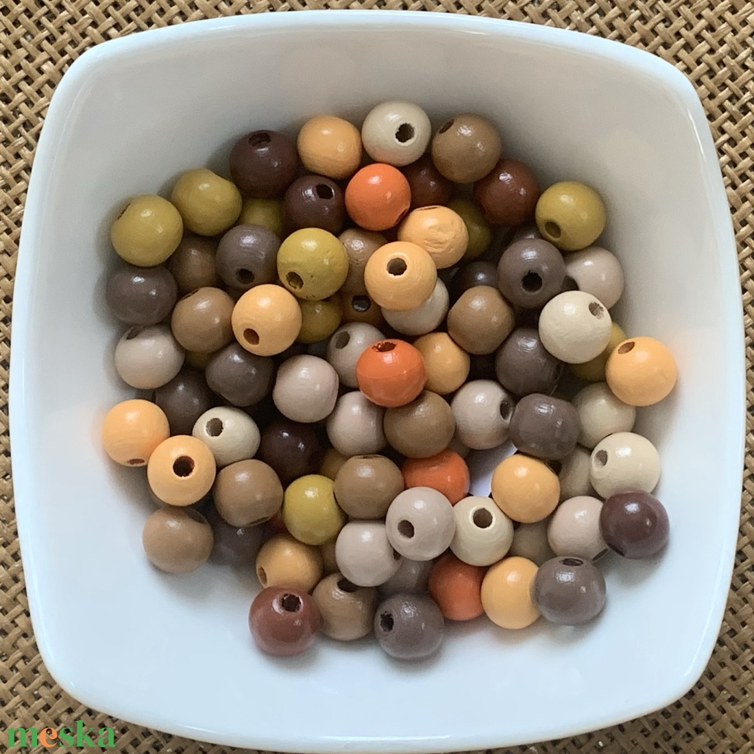 150db festett fagyöngy mix � 10mm � sárga/barna/narancs színválogatás (7ft/db) - kellékek & szerszámok - gyöngyfűzés kellékek - fa gyöngy - Meska.hu