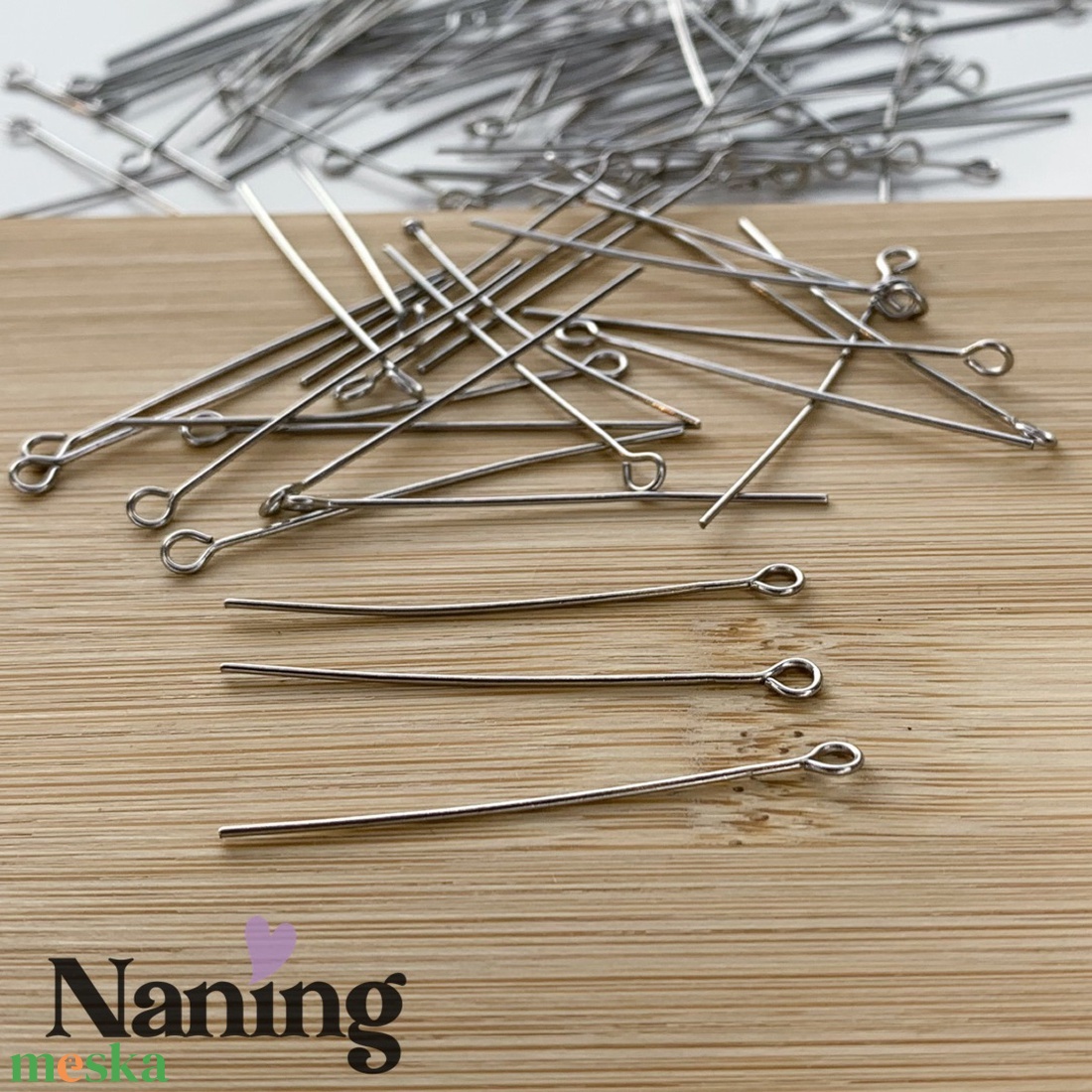 20db rozsdamentes acél � szerelőpálca � hurkos végű � 40mm  (20ft/db) - kellékek & szerszámok - gyöngyfűzés kellékek - szerelőpálca - Meska.hu