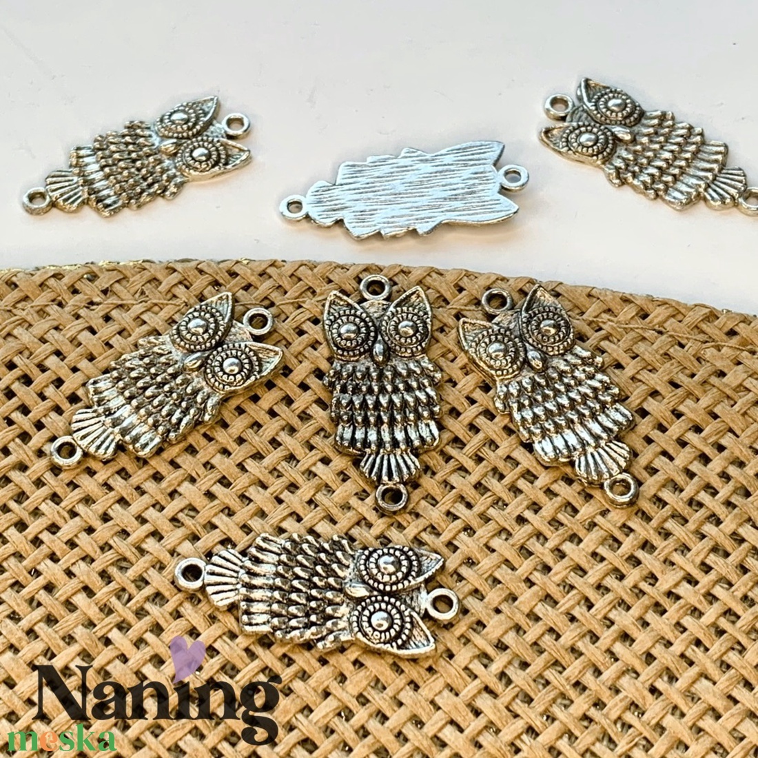 3 db bagoly összekötőelem/köztes - 13x24mm � antik ezüst  (150ft/db) - kellékek & szerszámok - gyöngyfűzés kellékek - fém köztesek - Meska.hu